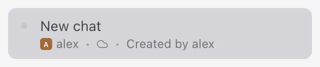 A session in the ennbark sidebar, marked with a cloud icon and the name of the member who created it.
